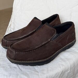 Timberland Men’s Brown Leather Slip-On Loafers – Size 9